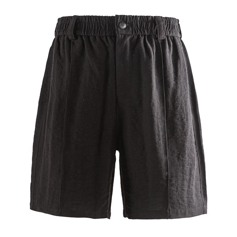 Men s Linen Blend Casual Shorts, Elastic Waist Button Summer Beach Shorts (M-3XL) M(45kg-54kg)