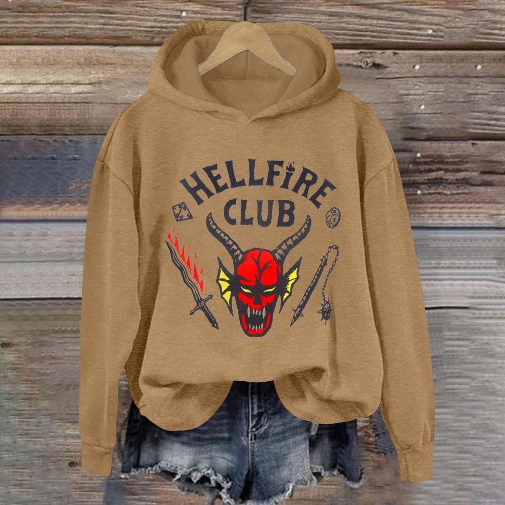 Women's Fashionable Casual Long-Sleeved Printed Hooded Sweatshirt