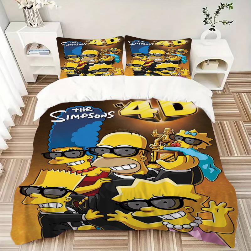 Simpsons 4D Experience Print 3Pcs Bedding Setduvet Cover With 2 Bedropillowcase Home Birthday Gift