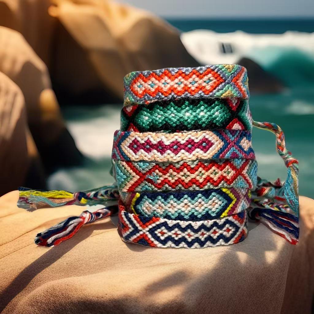 Handmade Multicolor Adjustable Woven Friendship Bracelet with Tassels