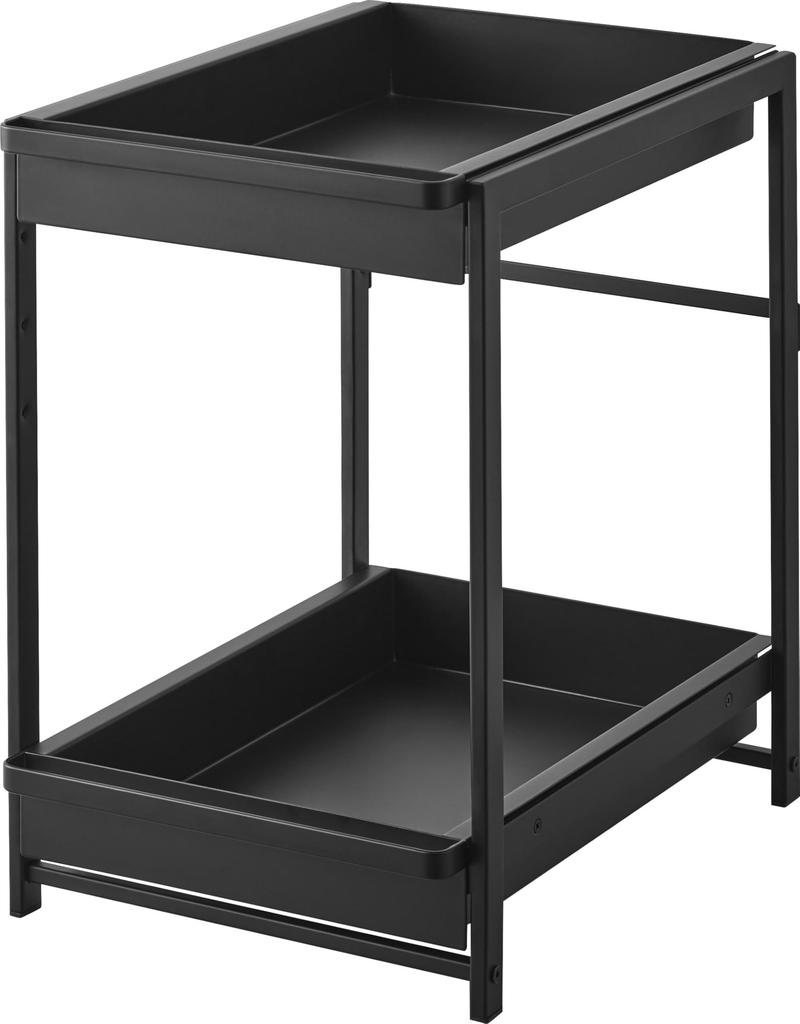 Yamazaki Jitsugyo Under Sink Slide Rack 2 Tiers Black X X Tower Storage Rack Under Sink Storage Drawer 1461 W30.4 D42.4 ~ 68.5 H45.3cm