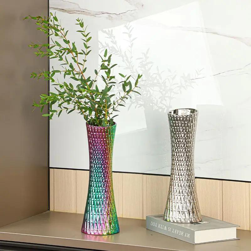 Ceramic Vase Gradual Dazzling Guangzhou Tower Porch Living Room Light Luxury Decoration Small Waist Hydroponic Flower Device New