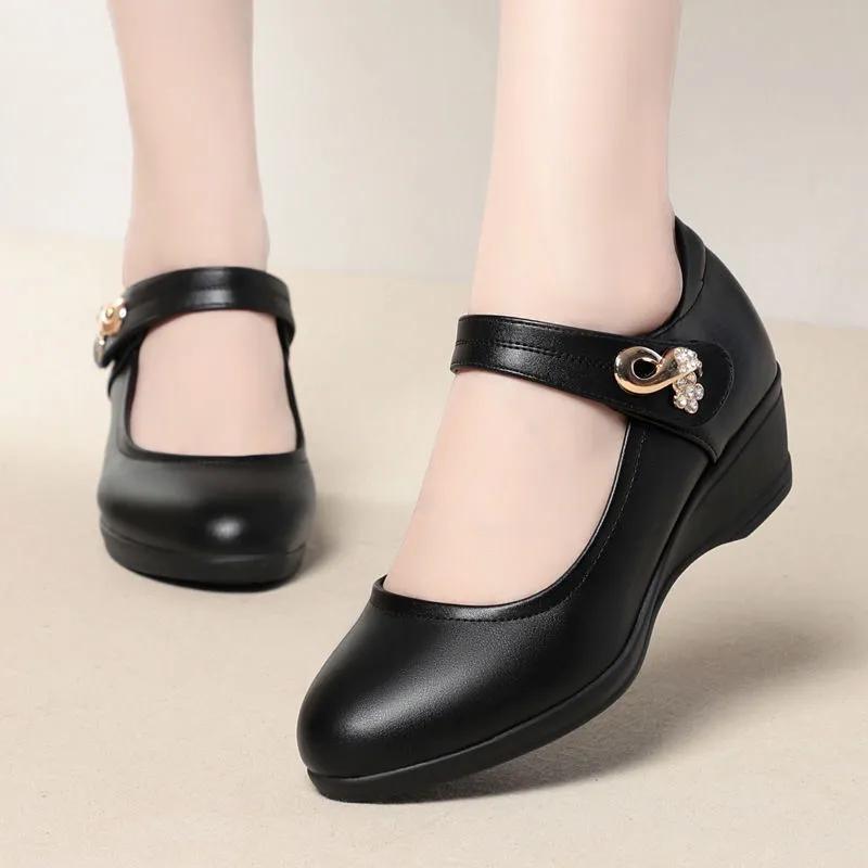 женские повседневные высококачественные весенне-летние противоскользящие туфли на танкетке модные элегантные женские школьные туфли ab724 35