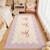 Bow Plaid Pattern Rugs for Bedroom Thicken Plush Bedside Floor Mat Washable Living Room Decoration Carpet Fluffy Soft Lounge Rug