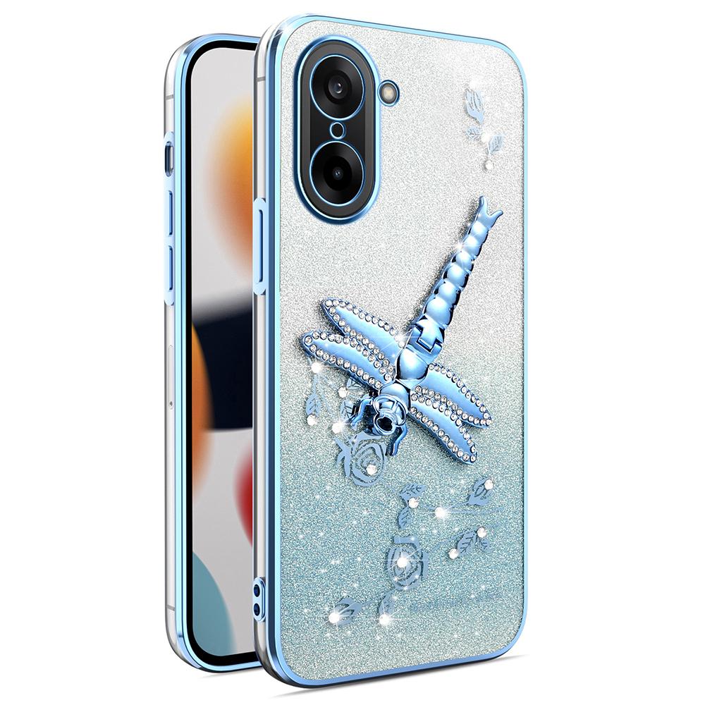 For OnePlus Ace 5 Racing 5G/Nord CE5 5G Case Dragonfly Kickstand TPU Flowers Glitter Phone Cover