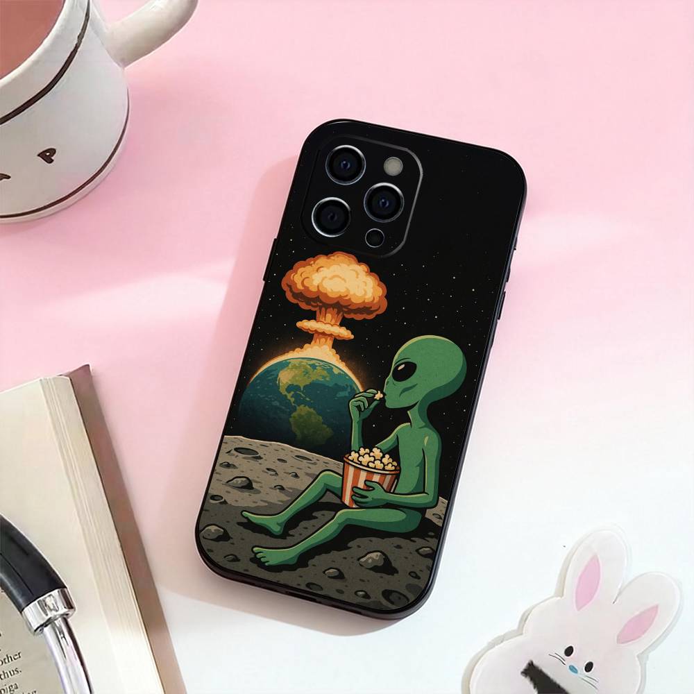 Funny Space UFO Alien Thing  Phone Case Silicone Soft For IPhone 17,16,15,14,13,12,11,XS,Plus Pro Max