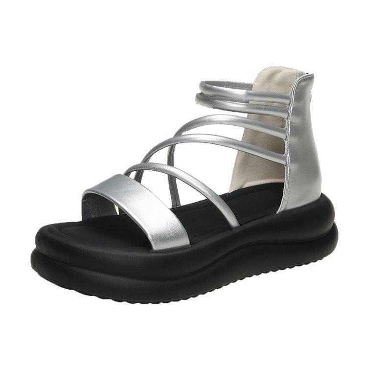 Strap-on Sandals Women's Summer 2025 New Popular Retro Fashion Small Muffin Platform Roman Sandals