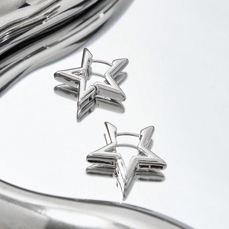 1pair Fashionable Star Design Hoop Earrings for Women for Daily Decoration