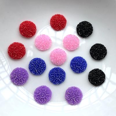 50Pcs Beautiful Rose Face Round Gold Powder Resin Rhinestone Flat Back Decoration Diy Jewelry Decoration Accessories Earrings Decoration