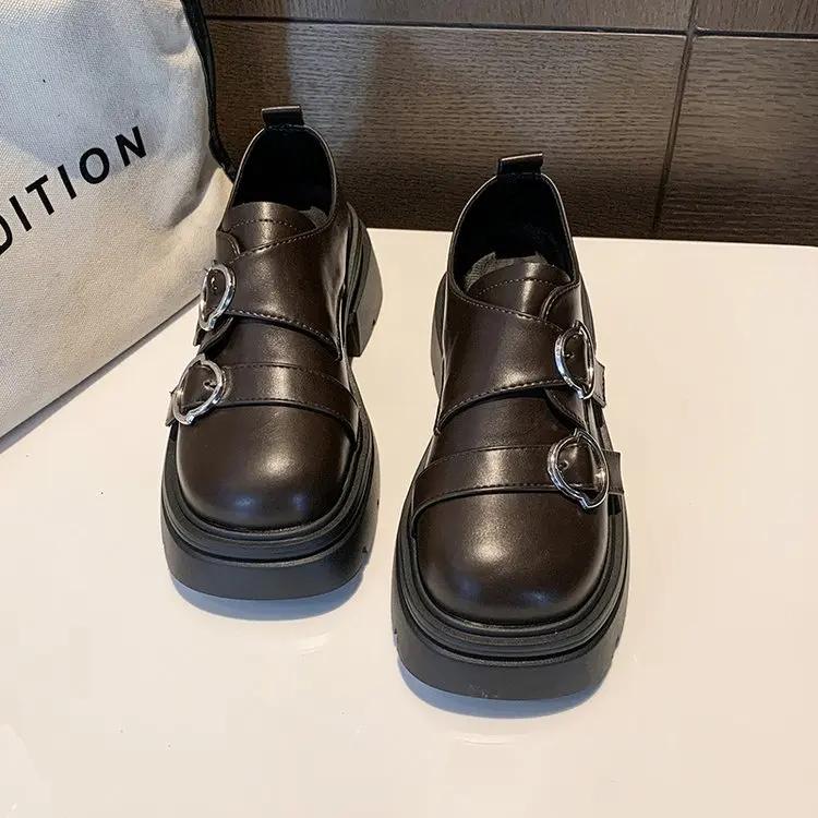 Scarpe da Donna Moda Stile Britannico Zeppa Oxfords Sneakers Casual da Donna Mocassini con Pelliccia Bocca Bassa Punta Tonda Scarpe Piatte Preppy