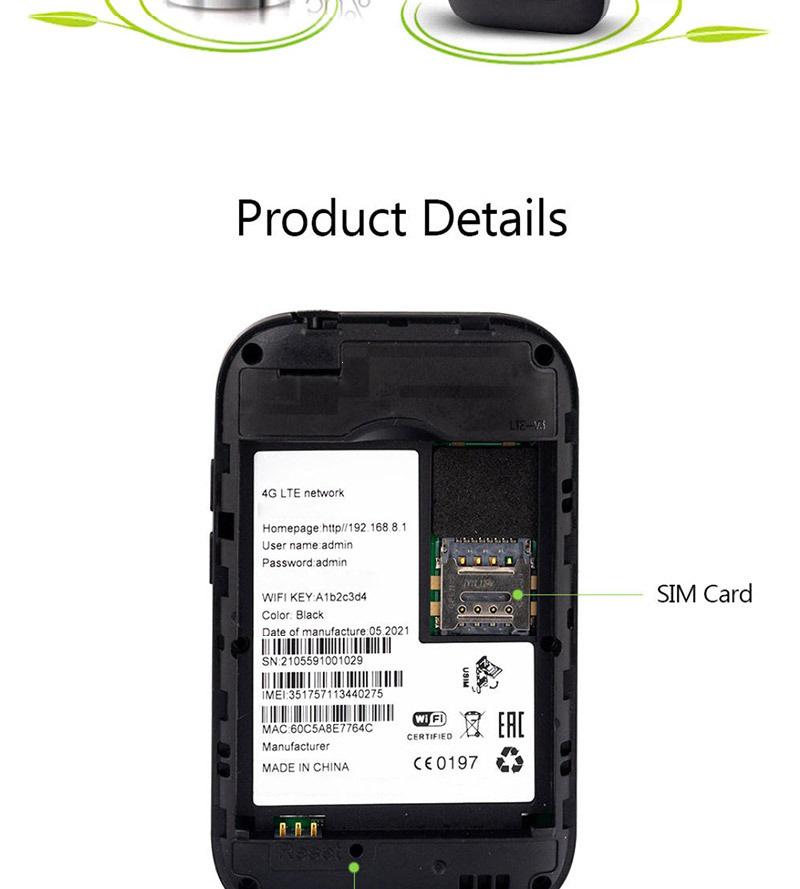 MF800 Black 4G Portable WiFi Car MiFi Router LTE H806