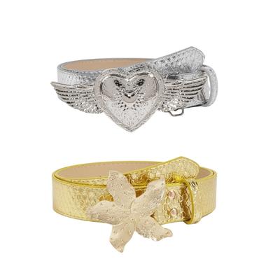 Popular Belt for Pants Jeans Heart Wing Buckle Waistband 2000s Waist Belt Adjustable Waistband for Women Dates Daily Use