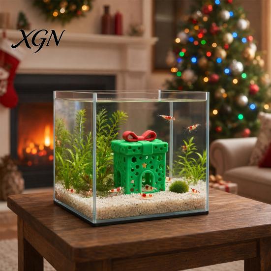 Hideout for Betta Xmas Aquarium Hideout, Shrimp Cave Shelter, Christmas Stocking Fish Tank Landscaping Hide, Halloween Bat Tanks