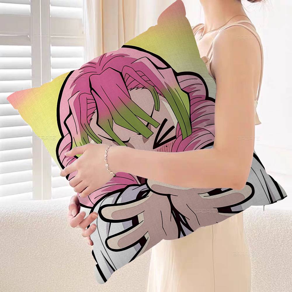 Anime Character Mitsuri Kanroji Pillow Cushion Cover Pillowcase Living Room Sofa Home Decor Customized