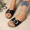 Thick-soled Sponge Slippers Summer Shoes Fashionable Belt-buckle Open-toe Flip-flops