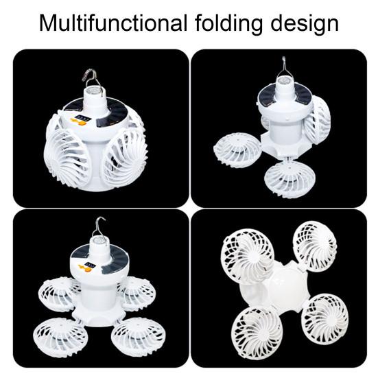 2-in-1 Folding LED Lantern Fan with Hook Dimmable Strong Airflow