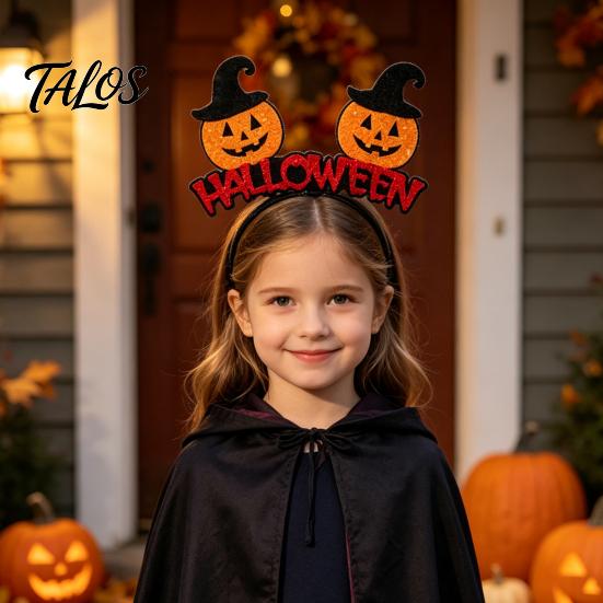 Headband 8 Pcs Halloween for Kids Adults, Glitter Pumpkin Trick or Treat Favors Eyeball Bat Hairband Costume, Cosplay Party Realistic Patterns