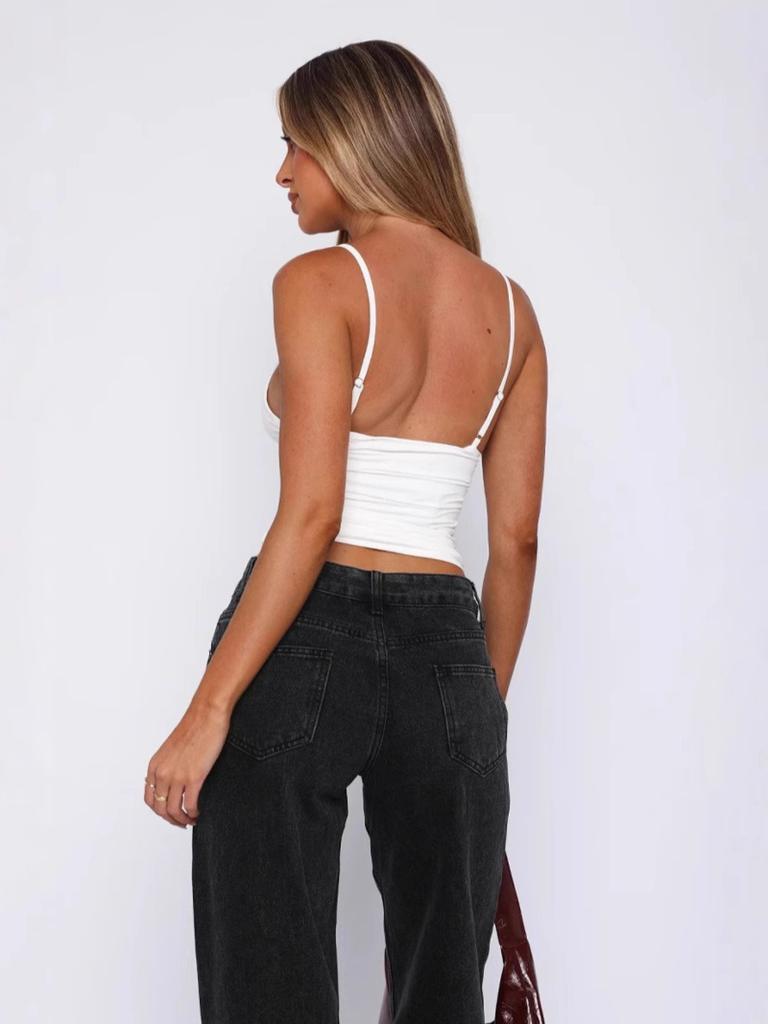 Crop Tops Solid Halter Tank Top Women Summer Camis Backless Camisole Fashion Tube Top Female Sleeveless