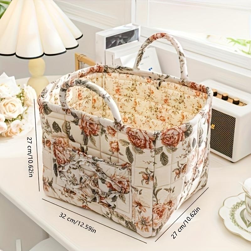 High Quality1pc Korean Style Contemporary Fabric Storage Basket, Portable Underwear Sundries Organizer, Printed Home Decor for Kitchen Bathroom