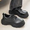 Shoes autumn new British style retro high street American big head derby shoes platform black leather shoes