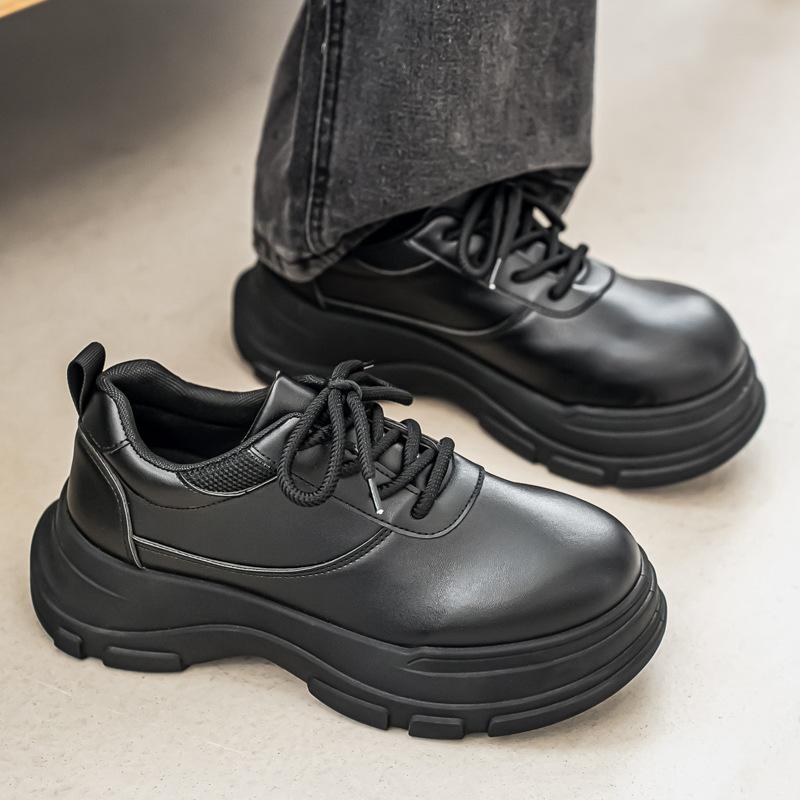 Shoes autumn new British style retro high street American big head derby shoes platform black leather shoes