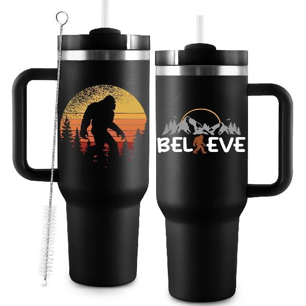 Bigfoot Gifts, Sasquatch Gifts, Big Foot Sasquatch Gifts - 40oz Tumbler with Handle - Bigfoot Gifts for Men Women, Gifts for Bigfoot Lovers