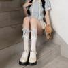 Women Ballets Style Bows Over Knee Socks Stockings Lace Frilly Thigh Highs Socks Student Girls Lace Top Long Stockings