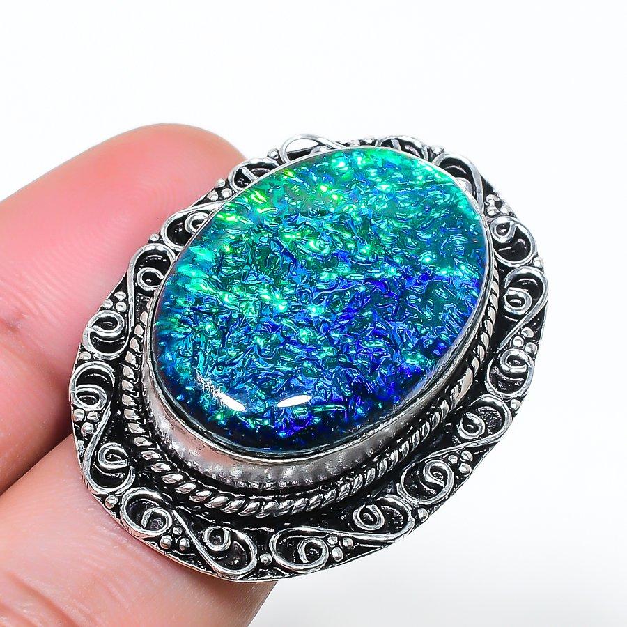 Natural Green Triplet Opal Gemstone 925 Sterling Silver Jewelry Ring Size 7 AR-17065