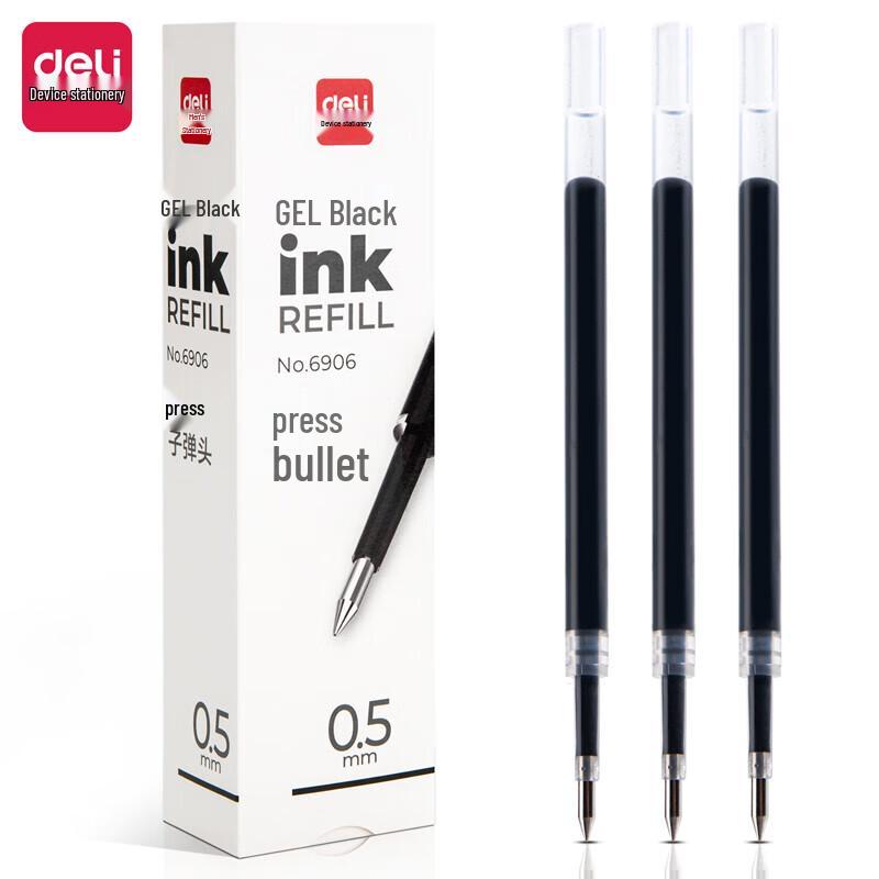 Deli 0.5mm Black Retractable Gel Pen Refills