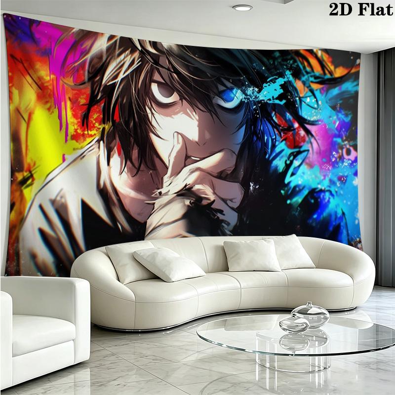 Death Note Anime Wall Tapestry Aesthetic Wall Hanging Printed Fabric Blanket Decorative Tapestries for Bedroom Living Room Home Decor