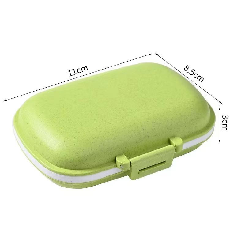 Travel Friendly Mini Portable 8 Grids Wheat Sealed Medicine Organizer Container Tablets Storage Dispenser Box