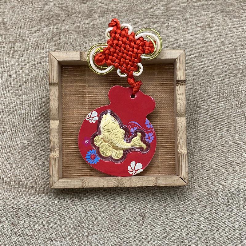 Lucky Cat Fish 999 Gold Omamori Pendant with Red Envelope - Perfect New Year Festival Gift for Friends Gold Foil
