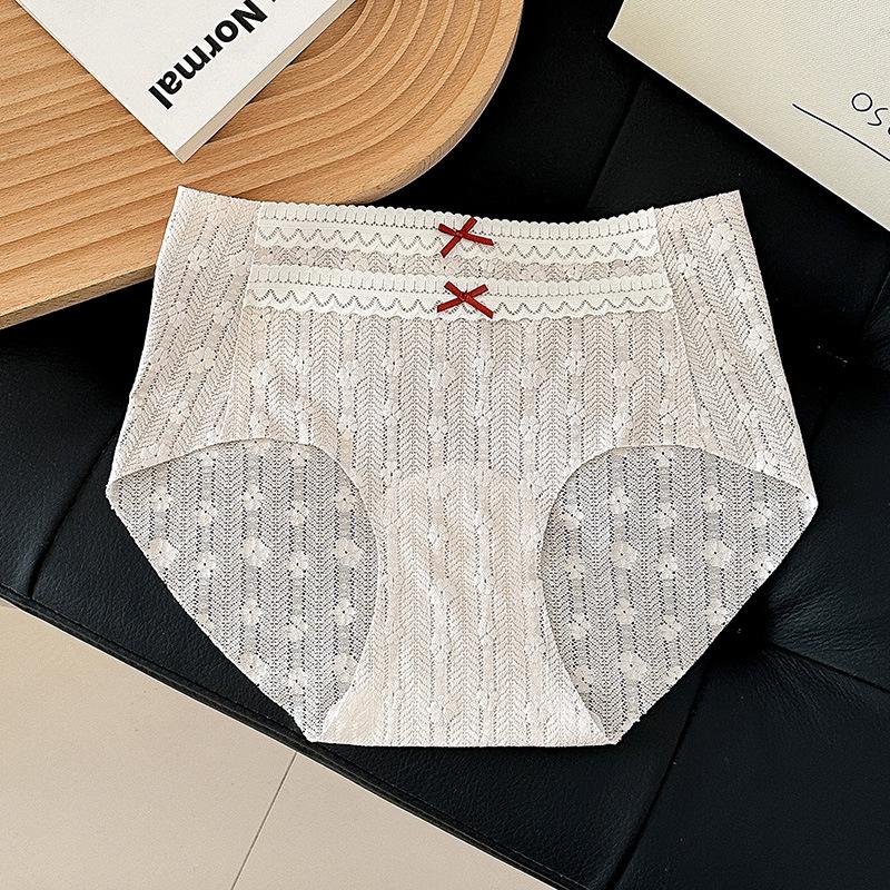 Women's Summer Jacquard Lace One-piece Non Trace 10A Antibacterial Briefs
