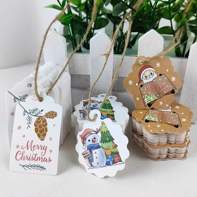 100pcs Merry Christmas Tags Kraft Paper Card Gift Label Diy Hang Tags Gift Wrapping Decor Christmas