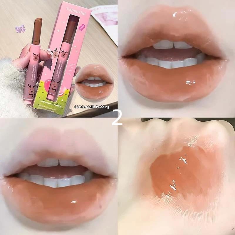 

Cappuvini Shimmer Lip Jelly Pen Moisturizing Mirror Water Light Solid Lip Gloss Non-Fading Gloss Lipstick Long-Lasting Makeup