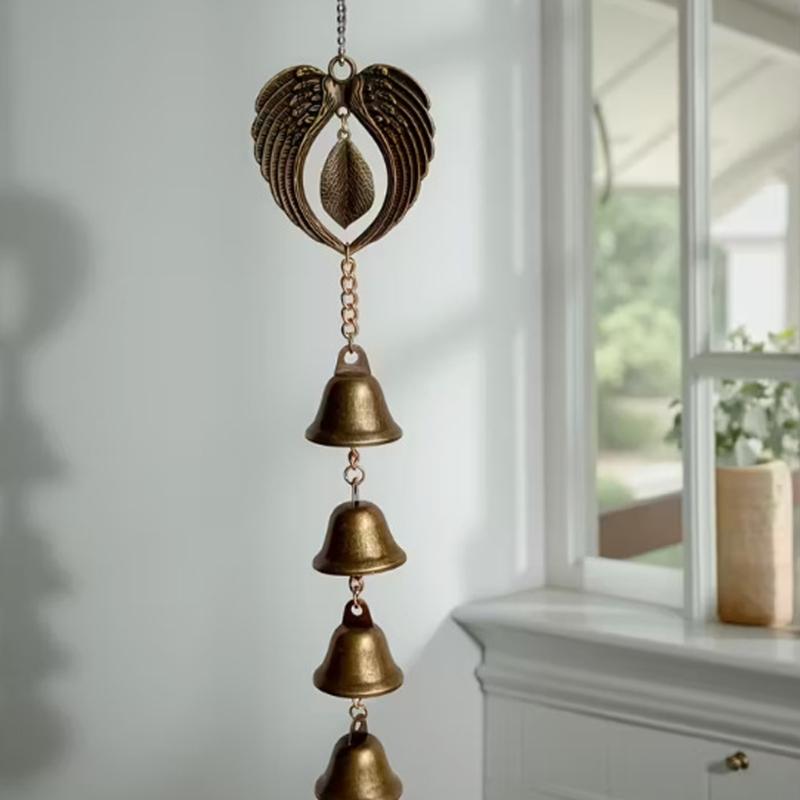 Heart Shape Wing Durability Wind Bells Featuring Clear Bells and Easyly Hanging Chain for Balcony Patios Use