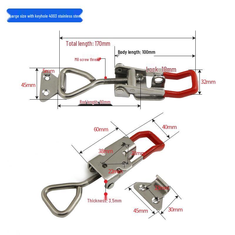 30 Stainless Steel Quick Release Adjustable Toggle Latch Lock Clip Box Buckle