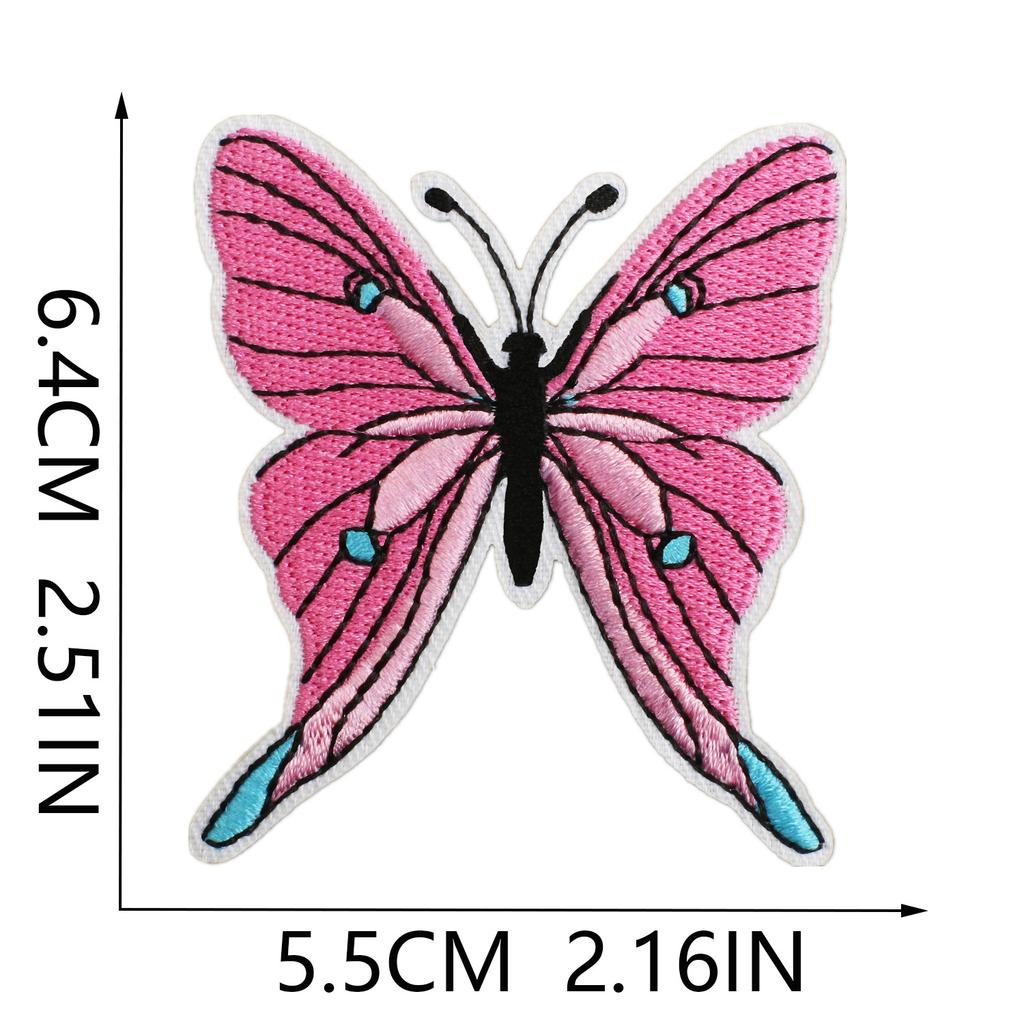 Butterfly World Embroidery Cloth Sticker Colored Flower Butterfly Computer Embroidery Label Clothes Decorative Patch Sticker Blue Butterfly