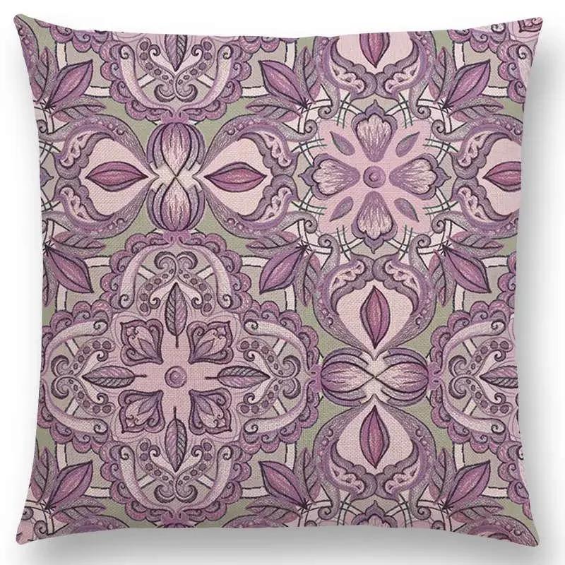 Neu Wunderschönes Blatt Blume Herrliches Florales Doodle Buntes Dekoratives Muster Mandalas Auto Kissenbezug Sofa Überwurf Kissenbezug
