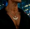 Hip Hop Koperen Set met Zirconia Engelenvleugel Hanger Krokante Ketting Europese en Amerikaanse Modemerk Persoonlijkheid Mannen Ketting