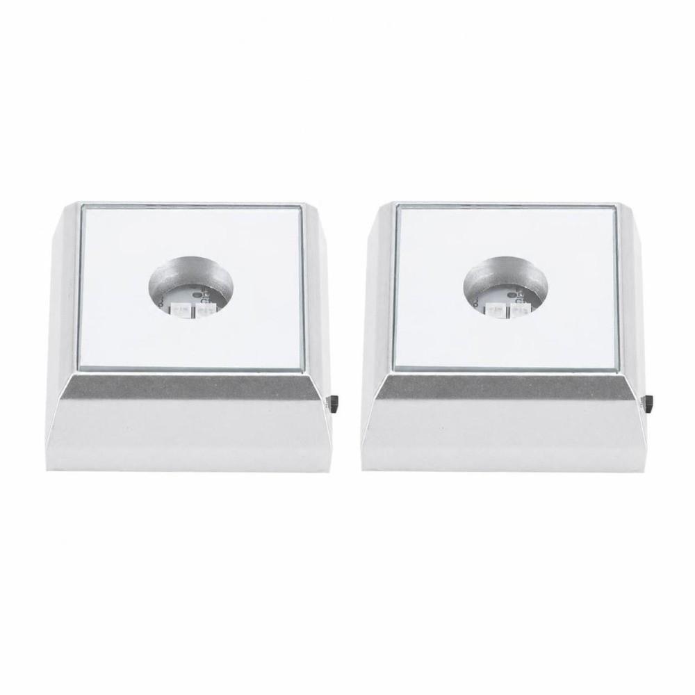 2er-Pack 2 LEDs LED-Lampenbasis Quadratische Form Display-Basis Superhelle LED-Halter Ständer Schmuck-Display