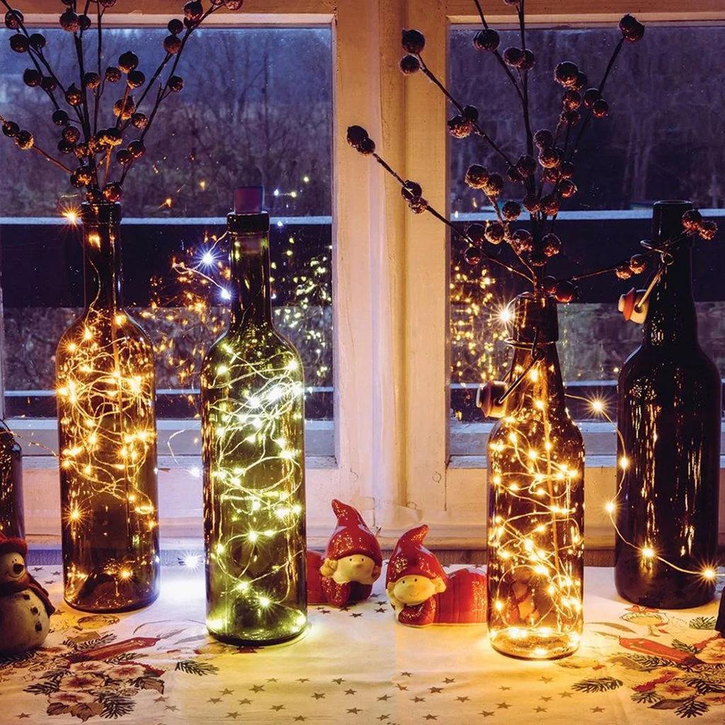 Wine Bottle Lights With Cork Battery Operated Cork Lamp 6.56FT Copper Wire Fairy Jar Lighting For Wedding Party Festival