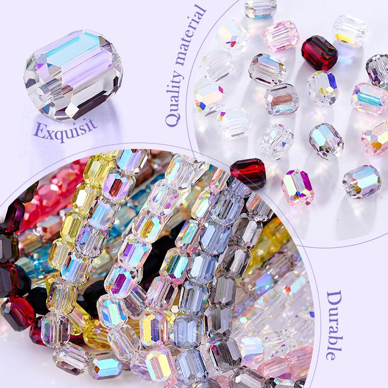 8mm Glass Column Beads Crystal Barrel Faceted Loose Spacer Craft Beads for Bracelet Necklace Earring Wind Chime Jewelry Making