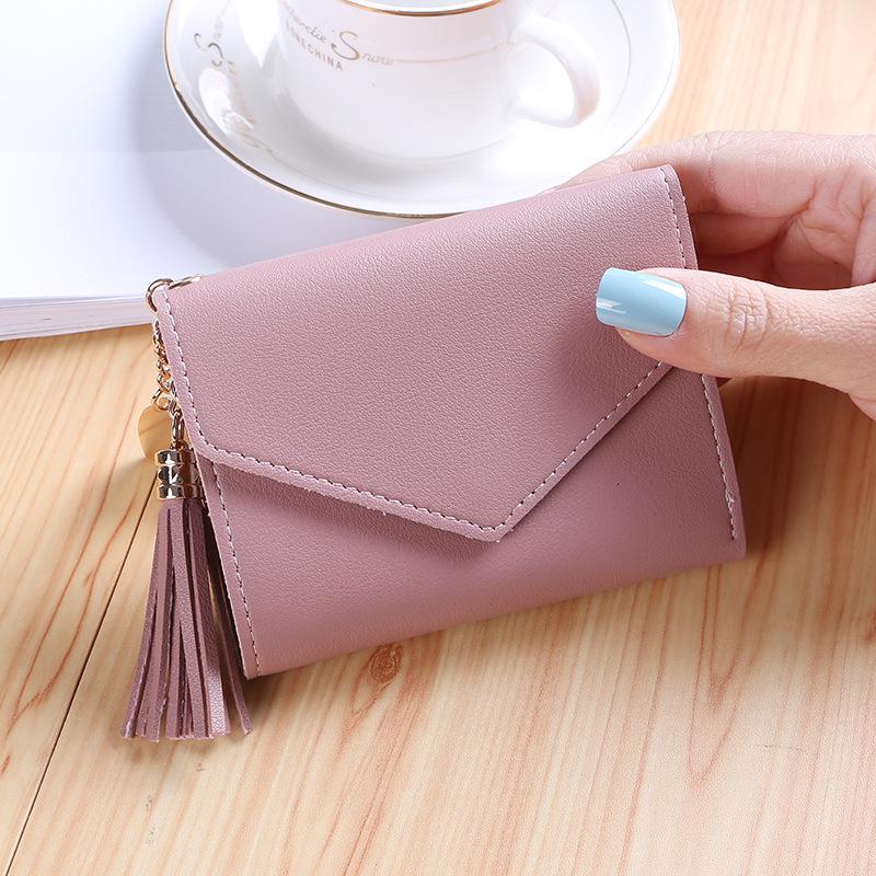 Trendy Women's Short Wallet: Cute Tassel Mini Coin Purse with Japanese-Korean Design
