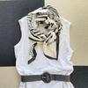 Used Imported scarf, monotone square scarf, horse pattern black & white