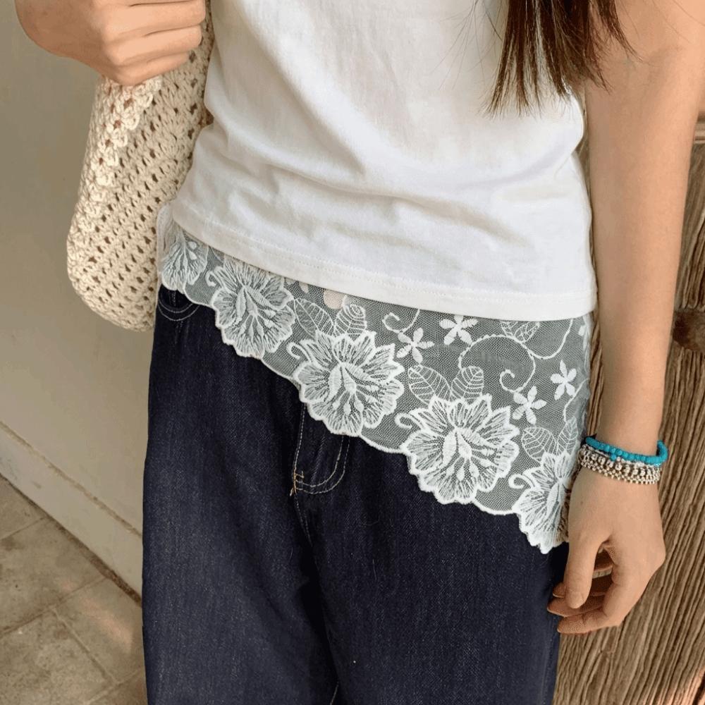 Layered Design Korean Lace Apron White Belted Overlap Scarf Niche Lace Triangle Belt  Photography