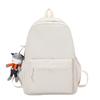Schoolbag new bag women's 1011 simple solid color canvas bag ins Korean version versatile large-capacity casual backpack student bag