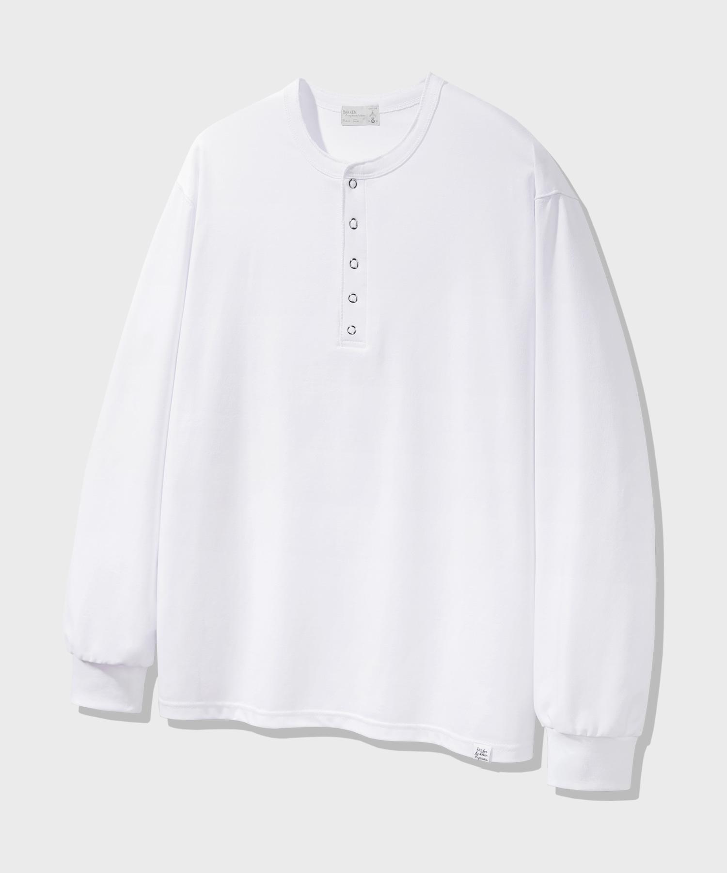 Baken 5-Button Snap Henley Neck Long Sleeve T-Shirt Bk4886_White White/3