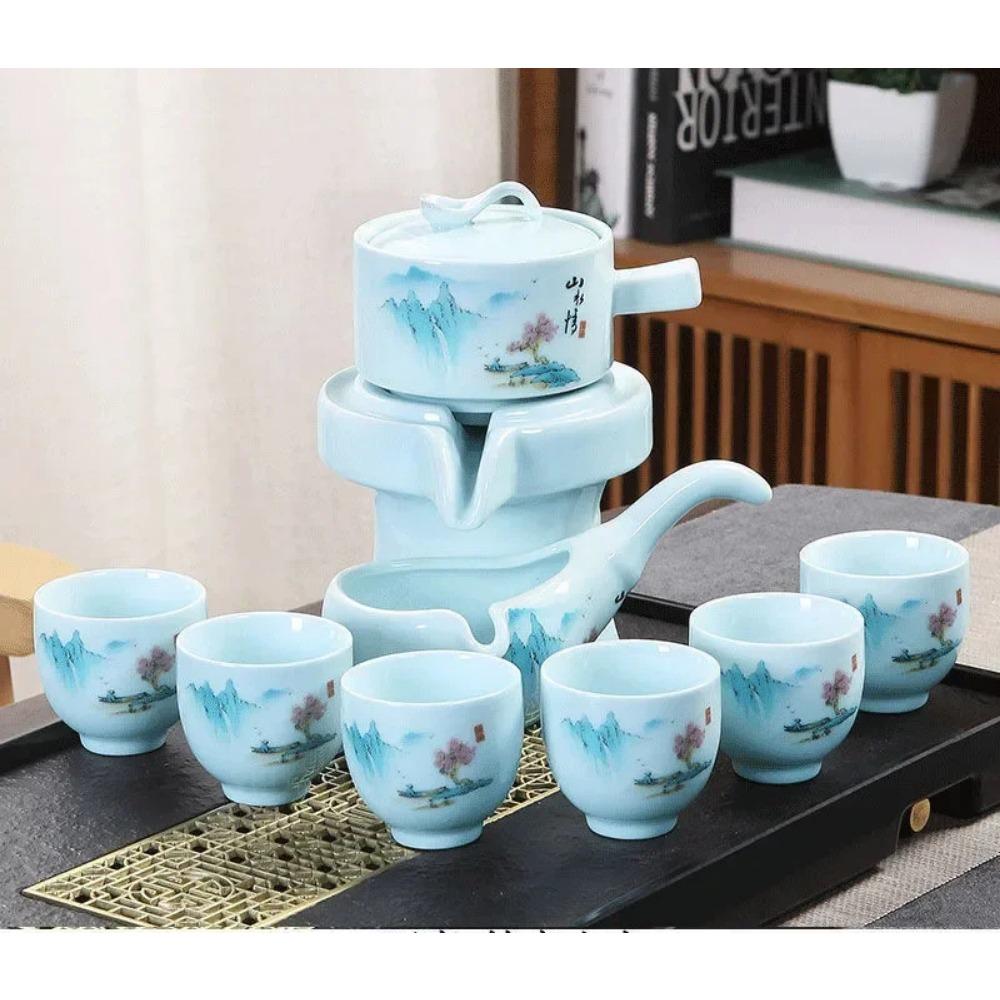 

Набор из 8 предметов, полуавтоматический чайный сервиз, китайский керамический чайный сервиз из фиолетовой глины, чайная чашка, набор для заваривания чая в стиле кунг-фу