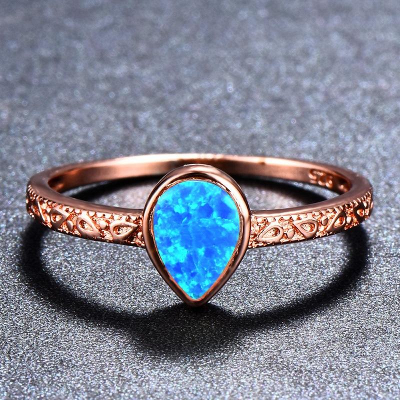 Fashion OL engraved pattern retro water drop shaped Orbo ring jewelry women no. 6